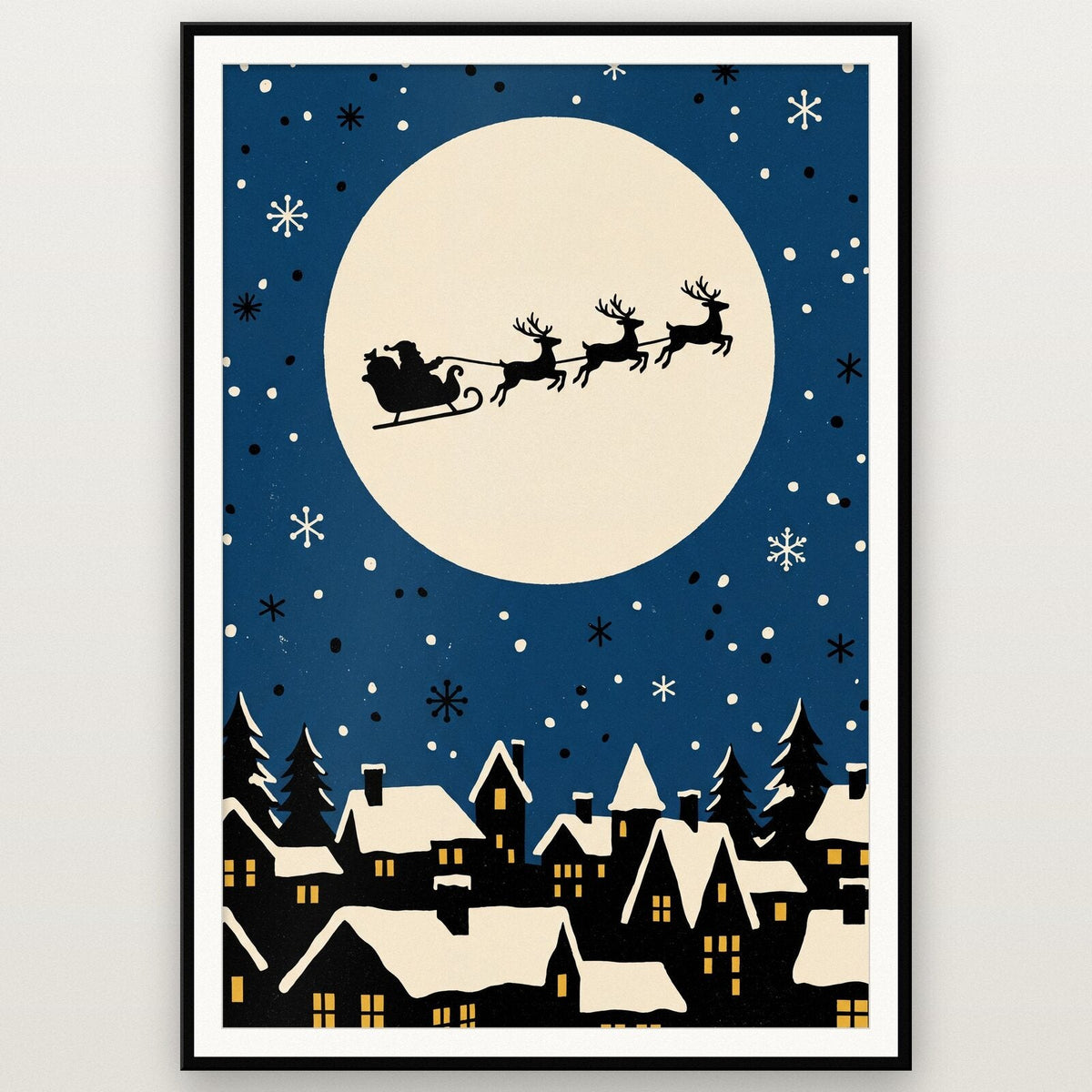 The Sleigh Across The Moon Christmas Art Print
