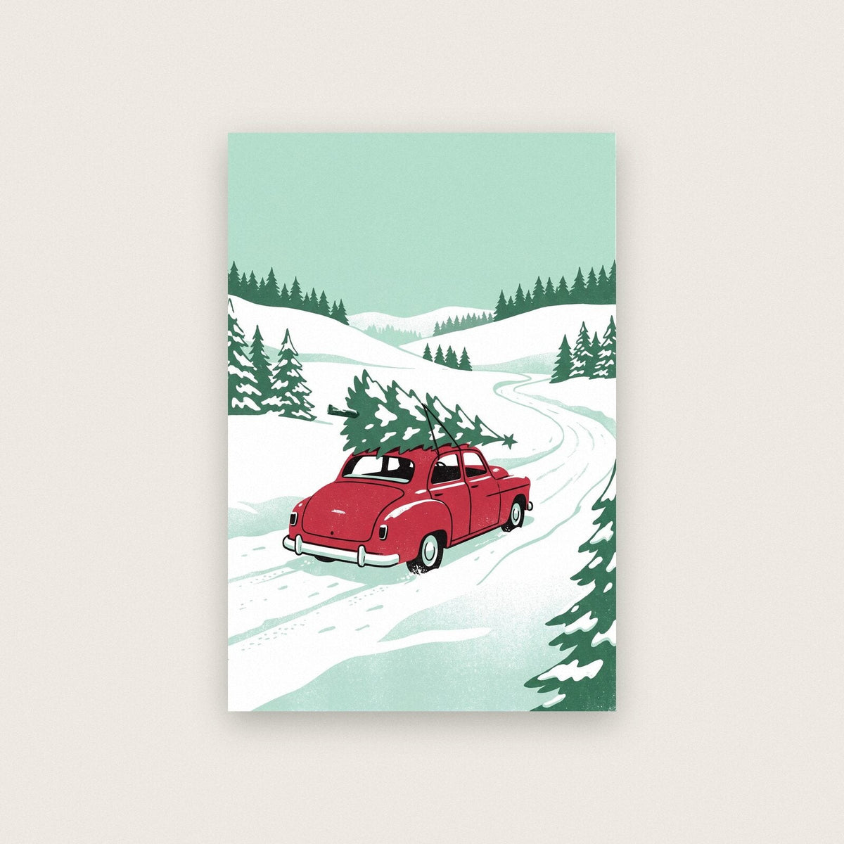 Bringing Home The Tree Christmas Art Print