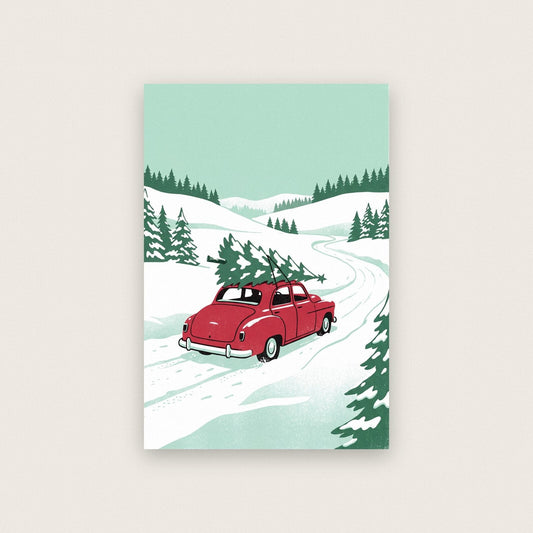 Bringing Home The Tree Christmas Art Print