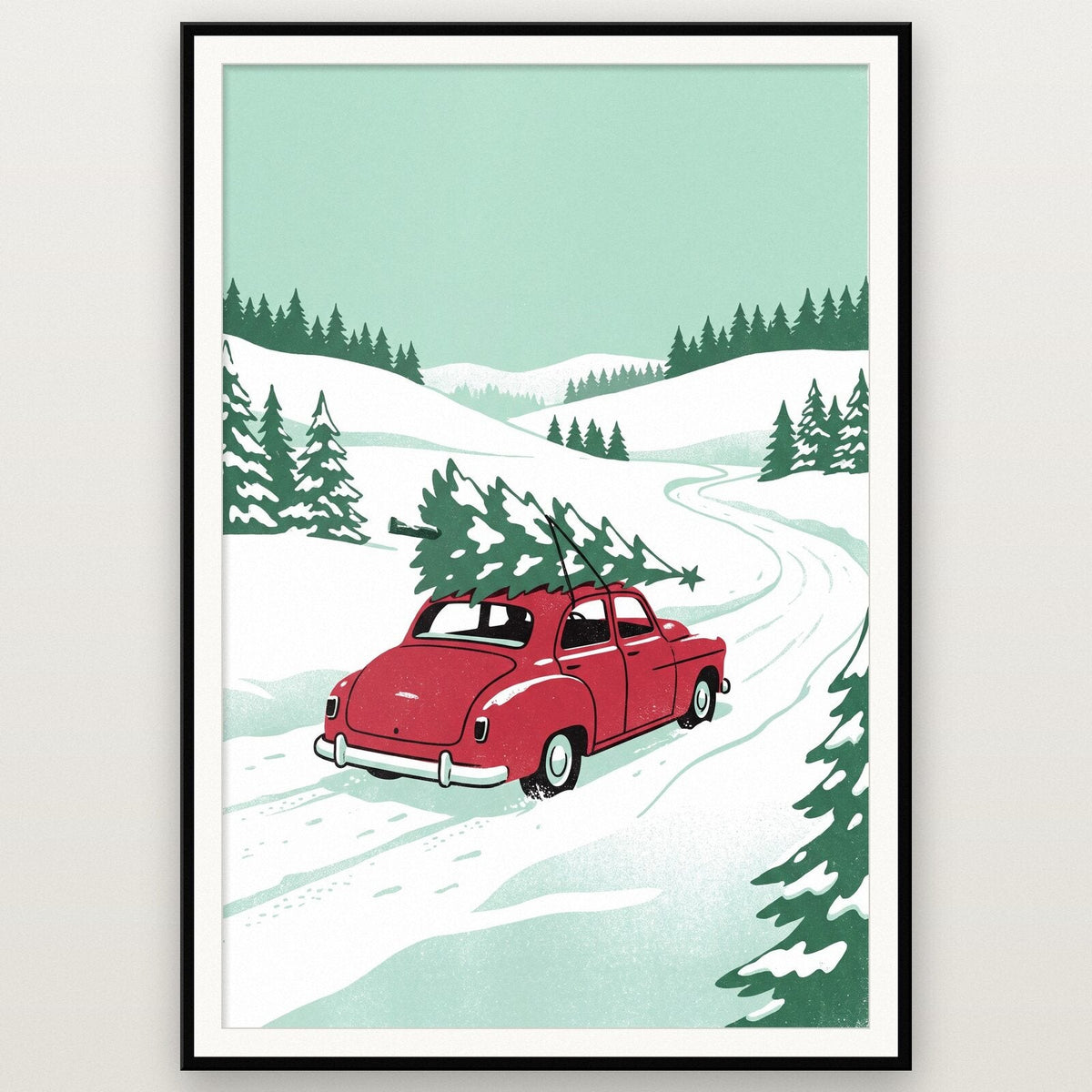 Bringing Home The Tree Christmas Art Print