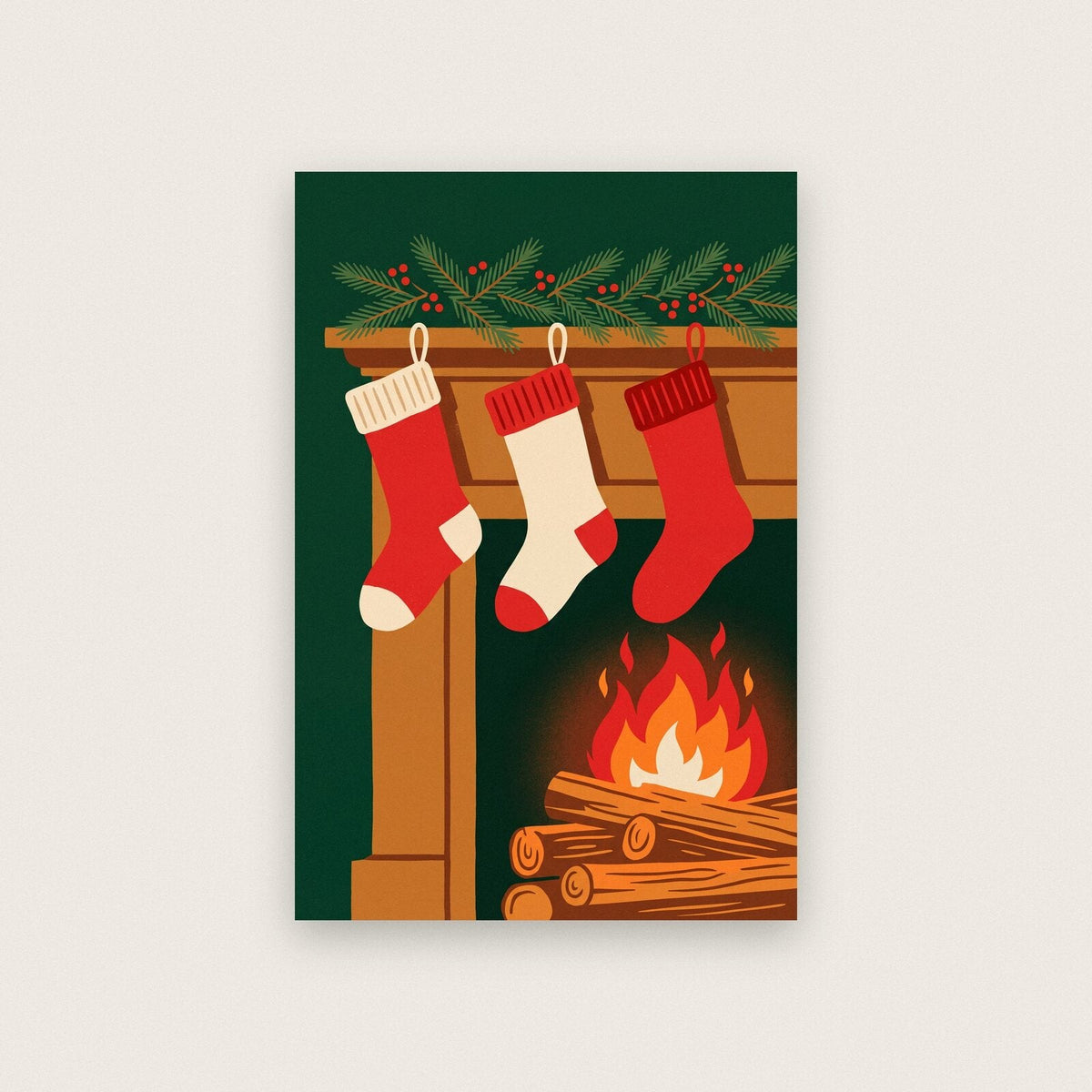 Stockings By The Fire Christmas Art Print