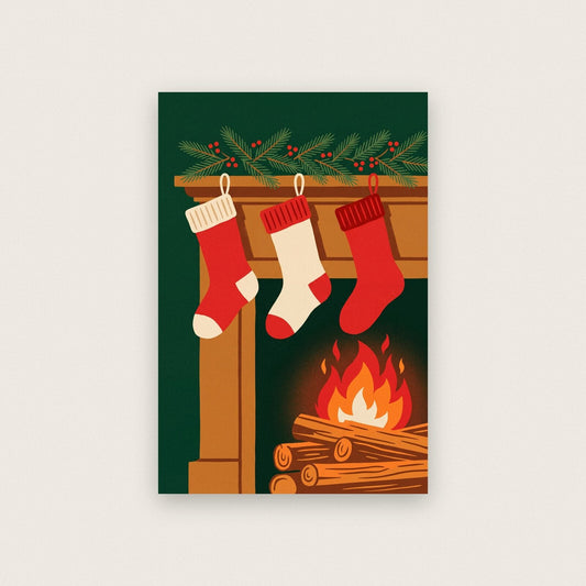 Stockings By The Fire Christmas Art Print