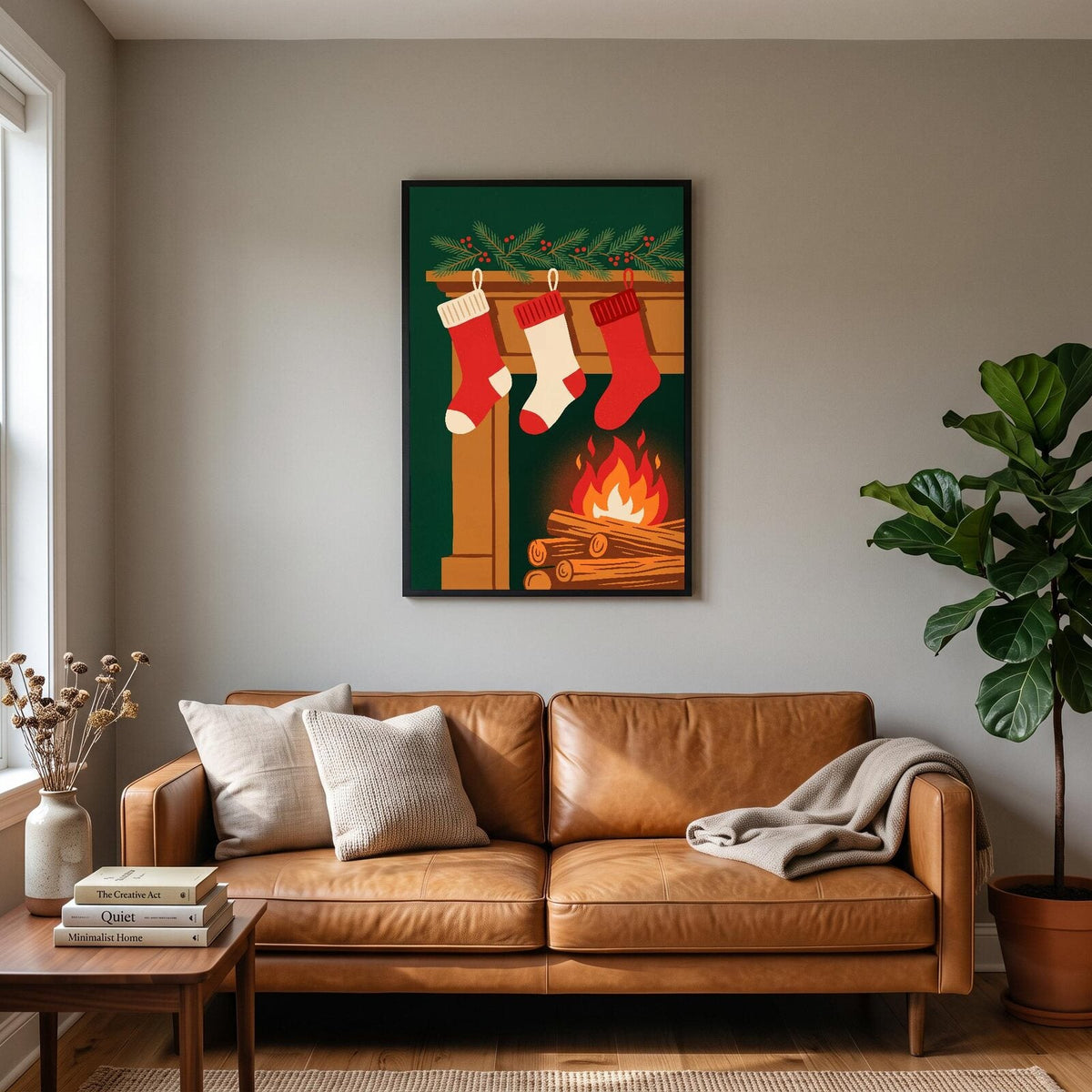 Stockings By The Fire Christmas Art Print