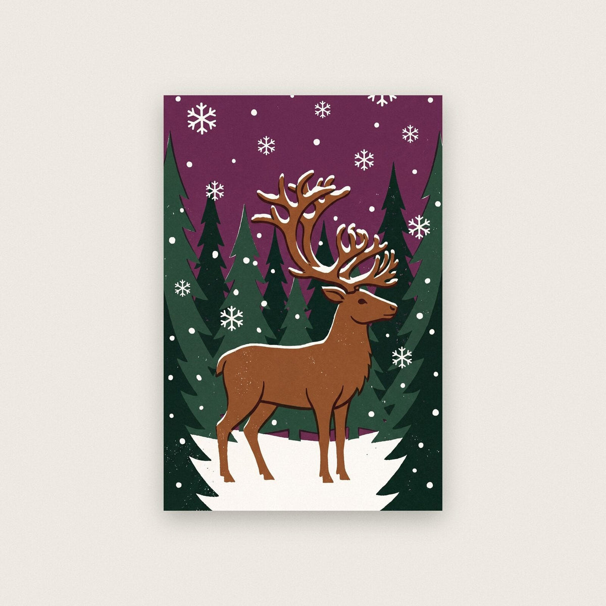 Reindeer In The Forest Christmas Art Print