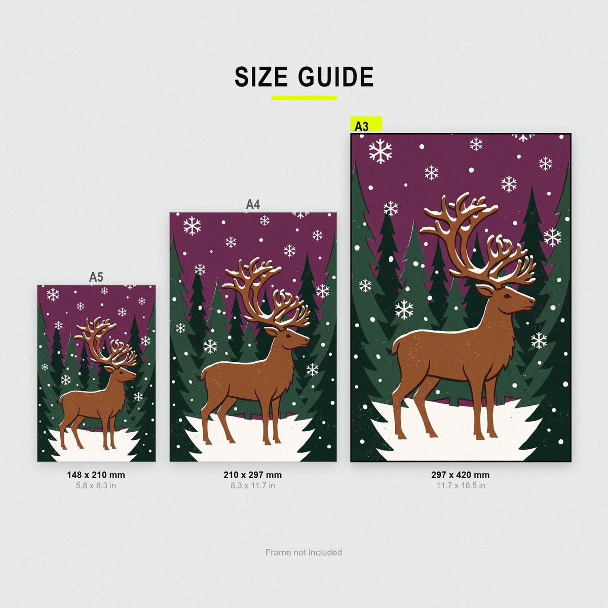 Reindeer In The Forest Christmas Art Print