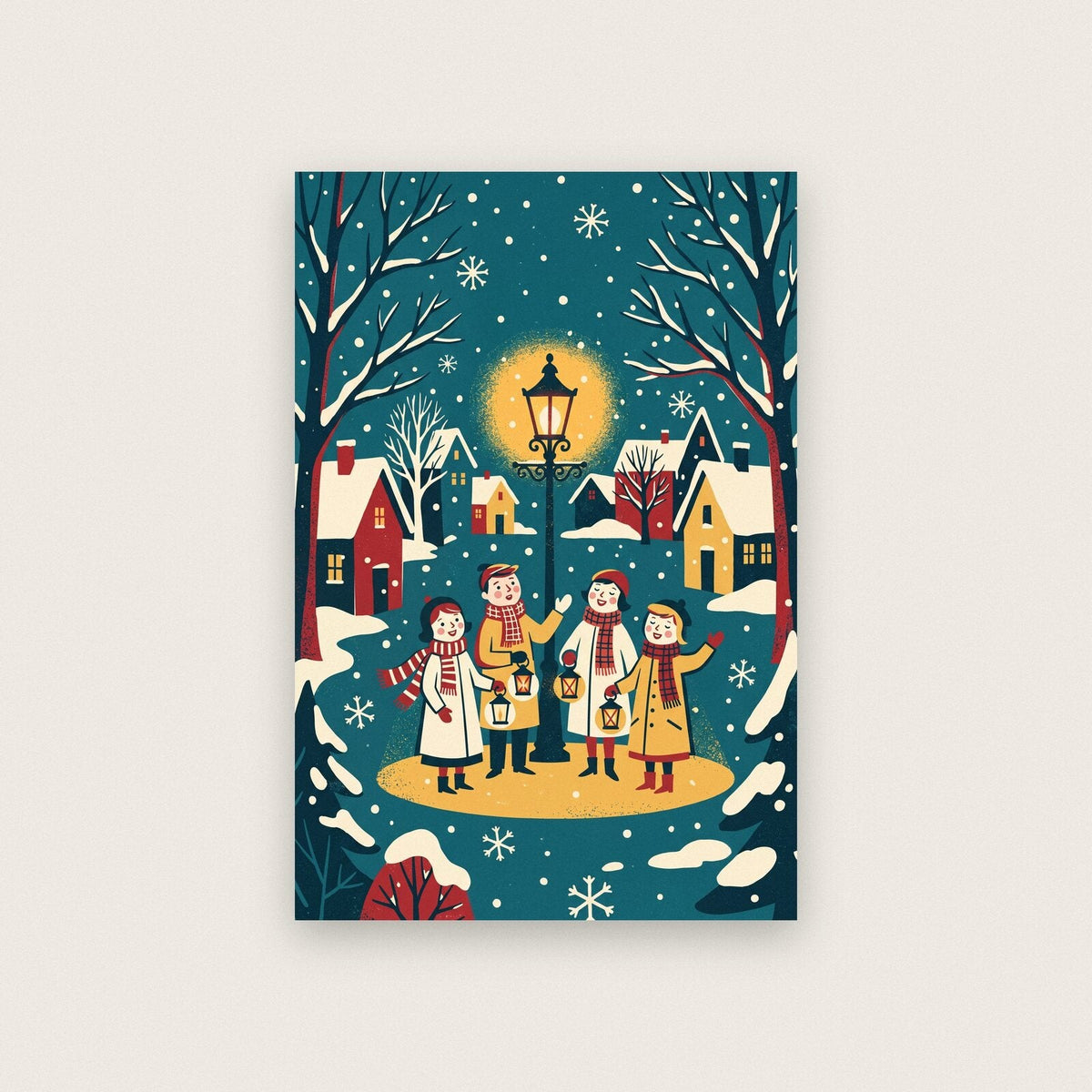 Singers By The Lamppost Christmas Art Print