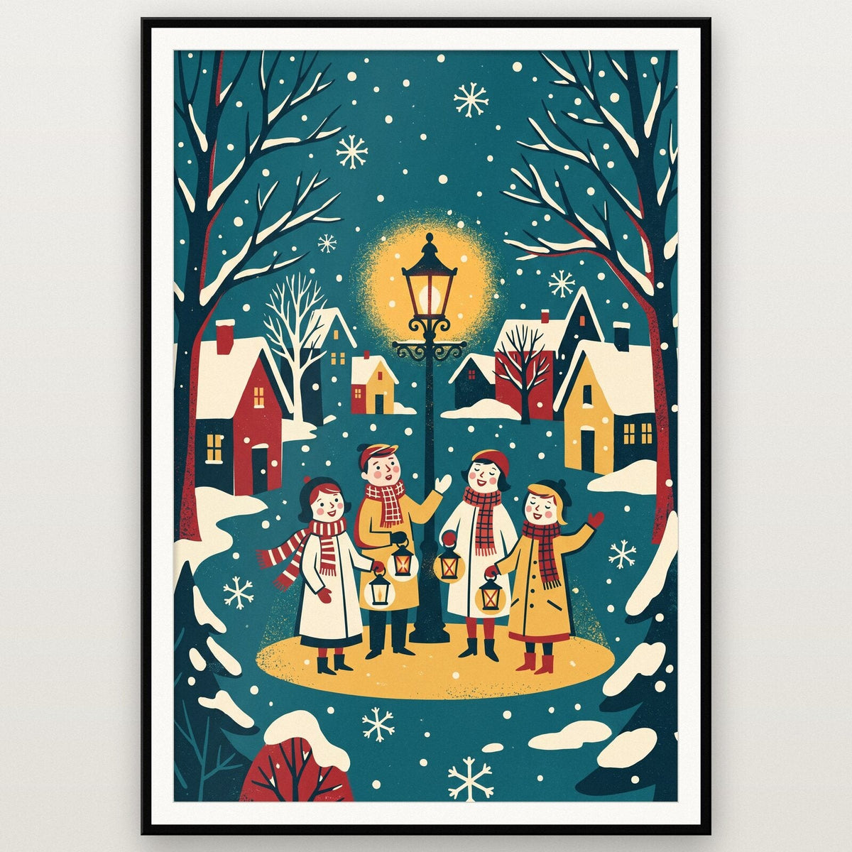 Singers By The Lamppost Christmas Art Print