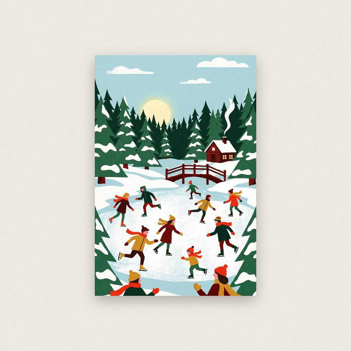 The Skating Pond Christmas Art Print