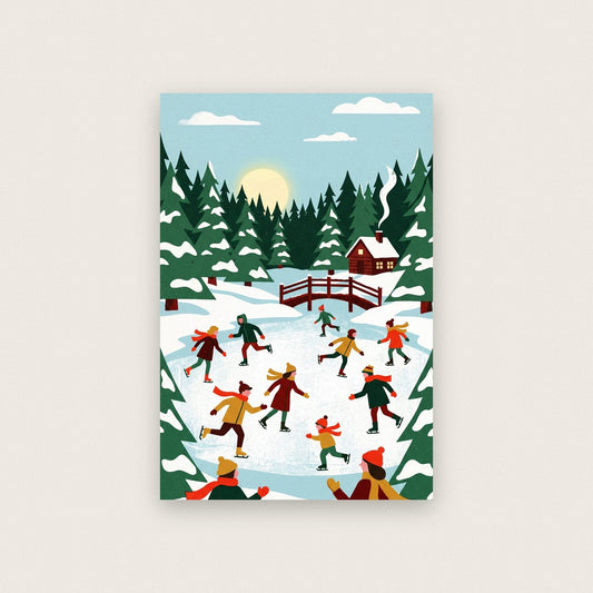 The Skating Pond Christmas Art Print