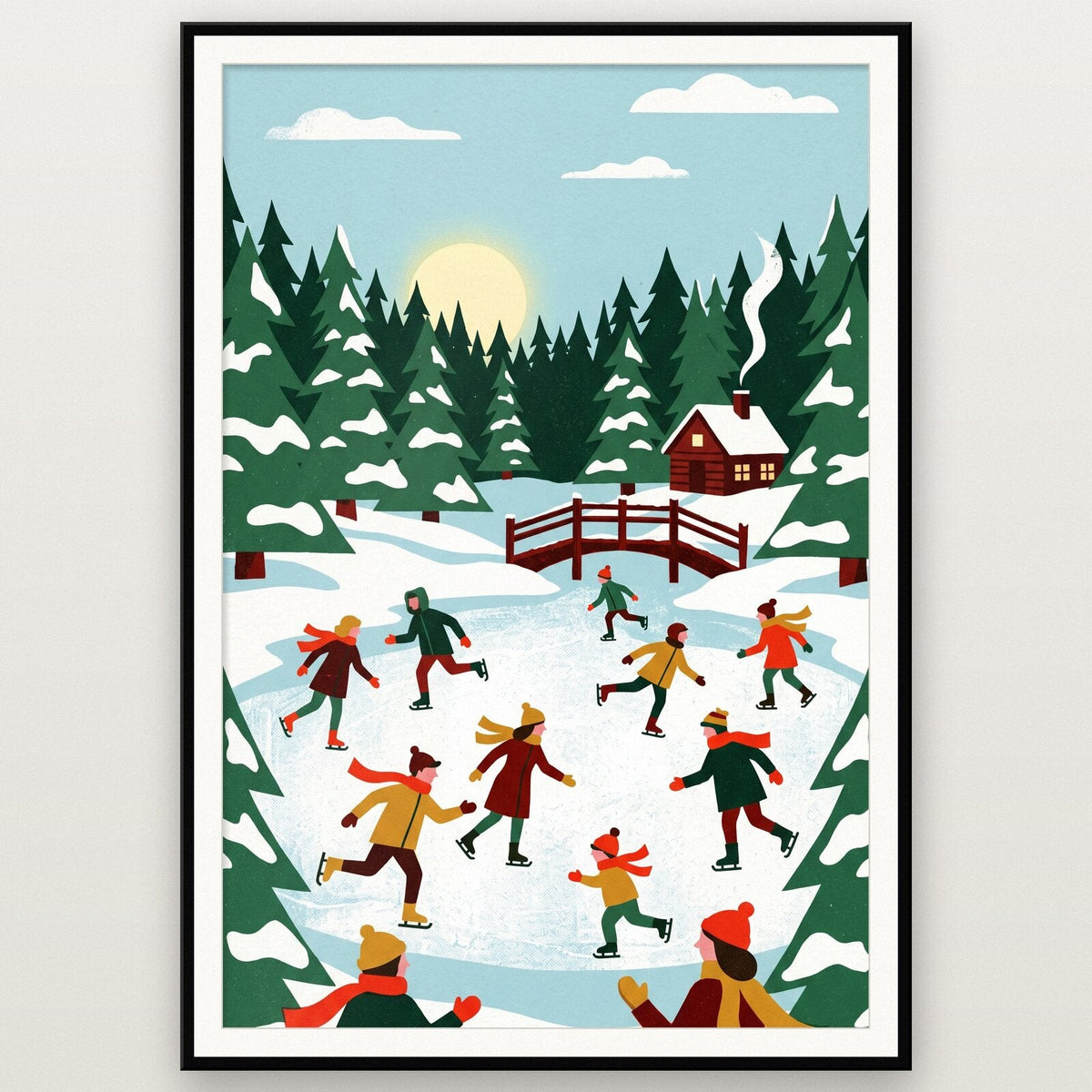 The Skating Pond Christmas Art Print