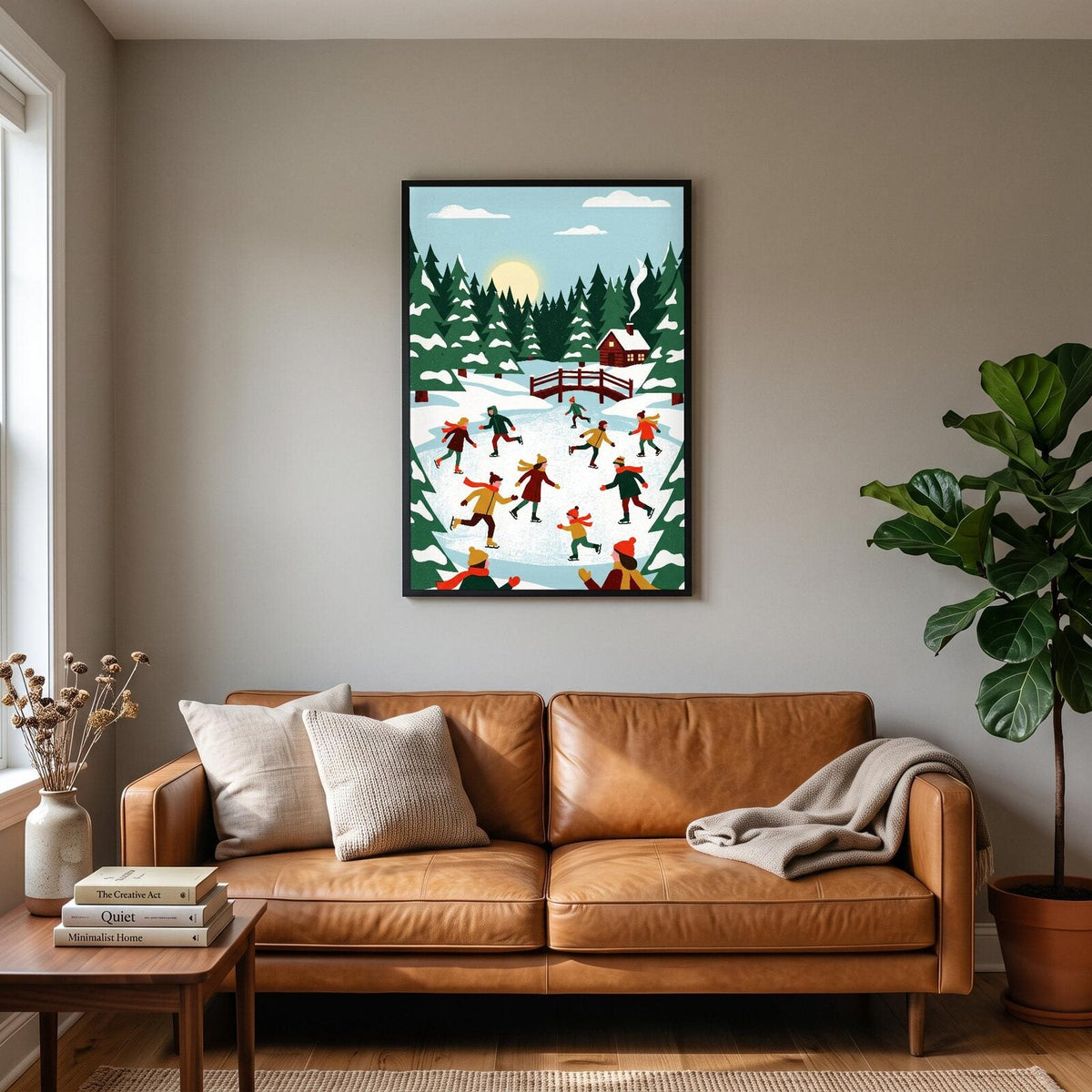 The Skating Pond Christmas Art Print