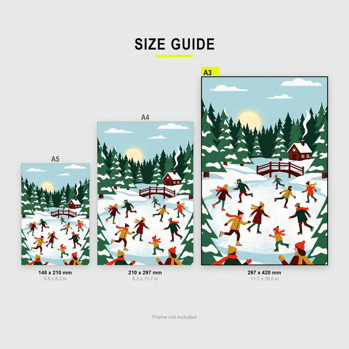 The Skating Pond Christmas Art Print