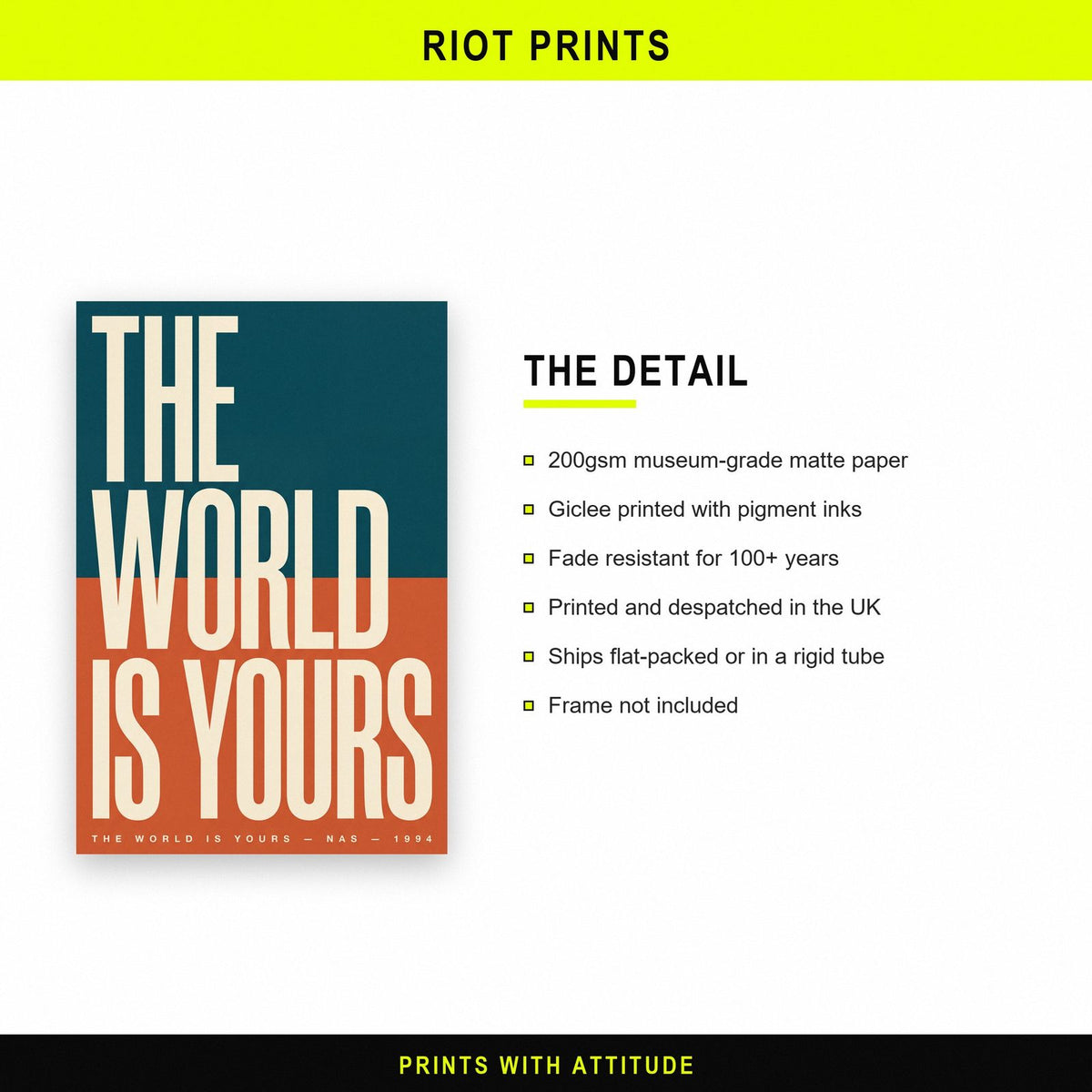The World Is Yours Lyrics Print paper and printing specification