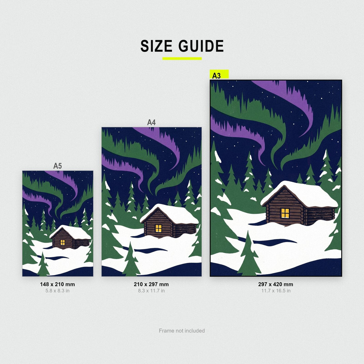 The Cabin Under The Lights Christmas Art Print