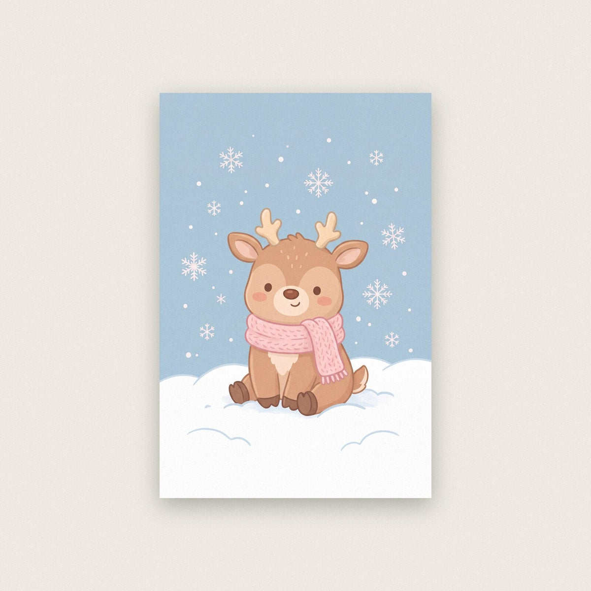 Little Reindeer Cute Christmas Art Print