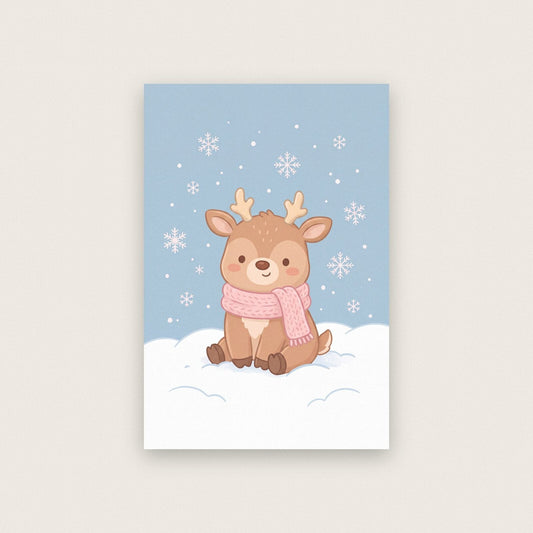 Little Reindeer Cute Christmas Art Print
