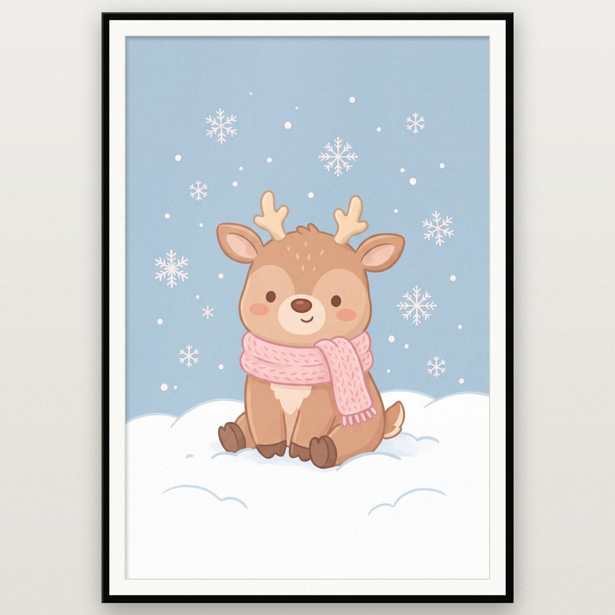Little Reindeer Cute Christmas Art Print