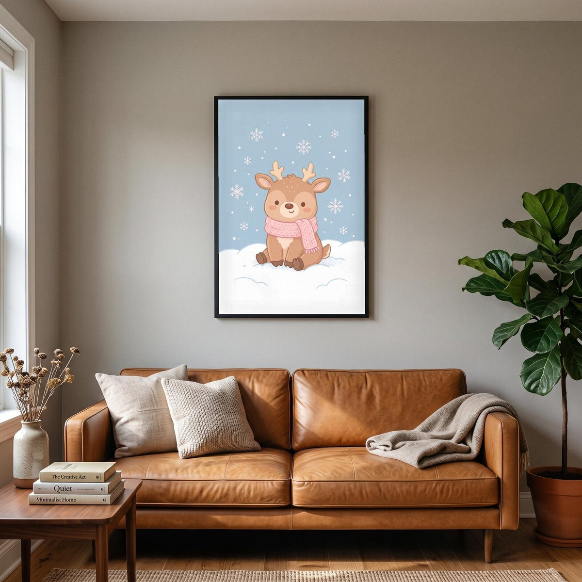 Little Reindeer Cute Christmas Art Print