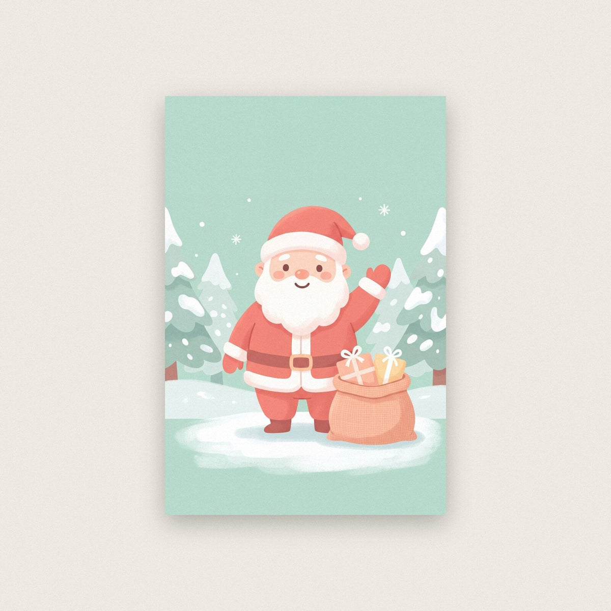 Little Santa Cute Christmas Art Print