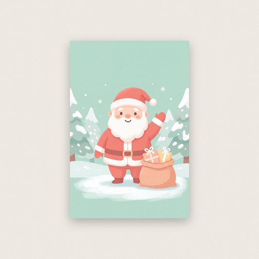 Little Santa Cute Christmas Art Print