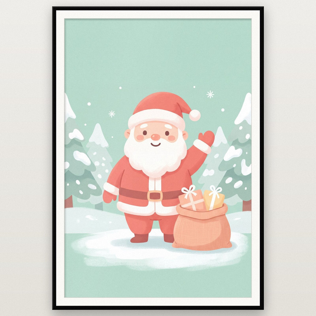 Little Santa Cute Christmas Art Print