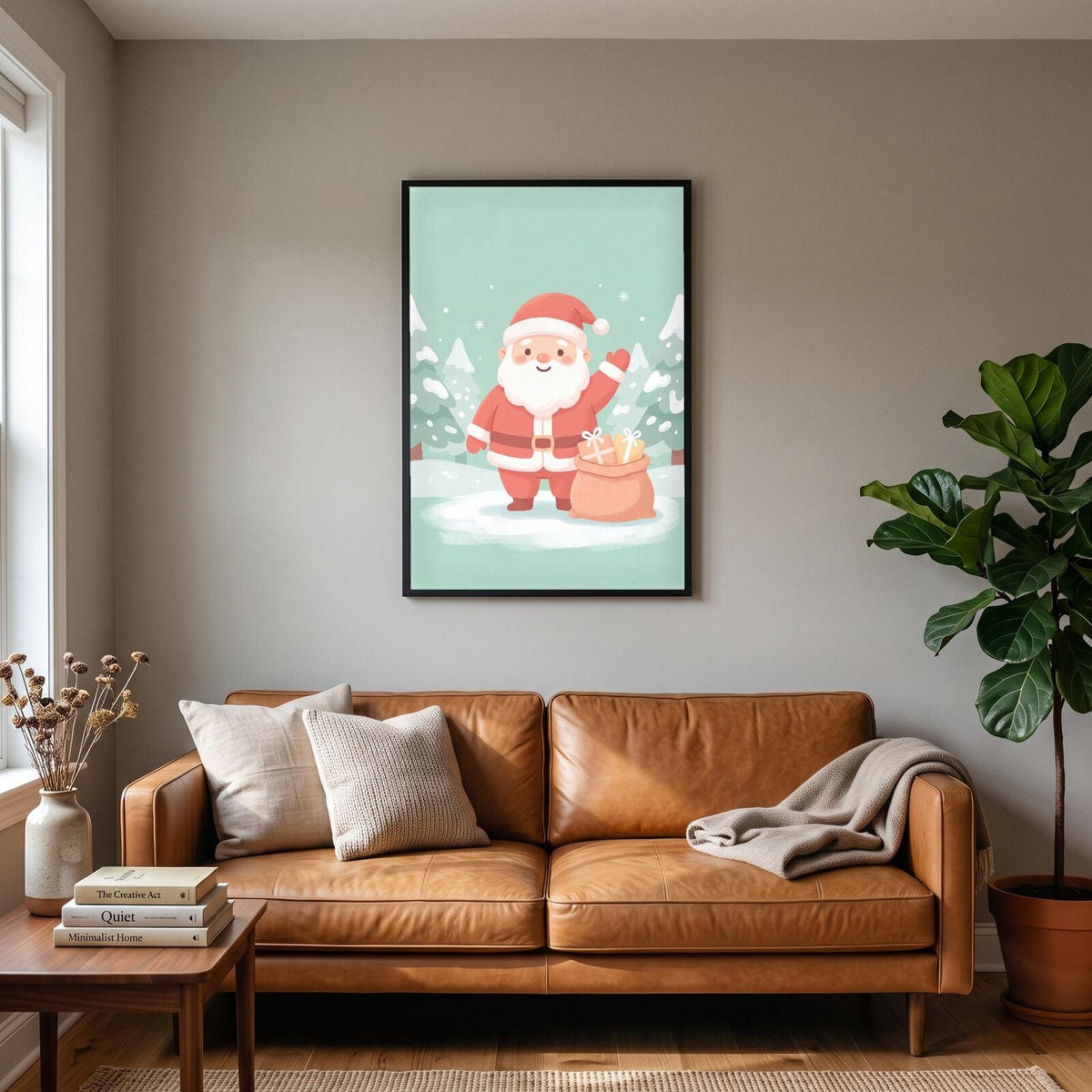 Little Santa Cute Christmas Art Print