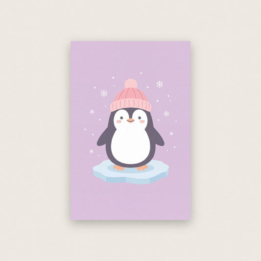 Penguin In A Bobble Hat Cute Christmas Art Print