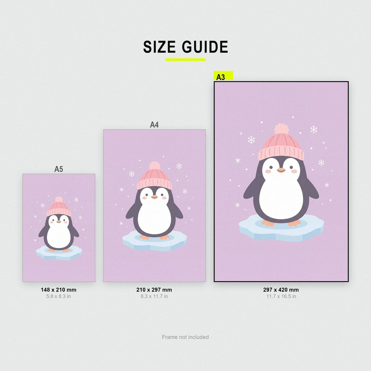 Penguin In A Bobble Hat Cute Christmas Art Print