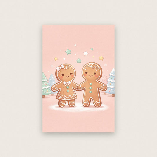 Gingerbread Friends Cute Christmas Art Print