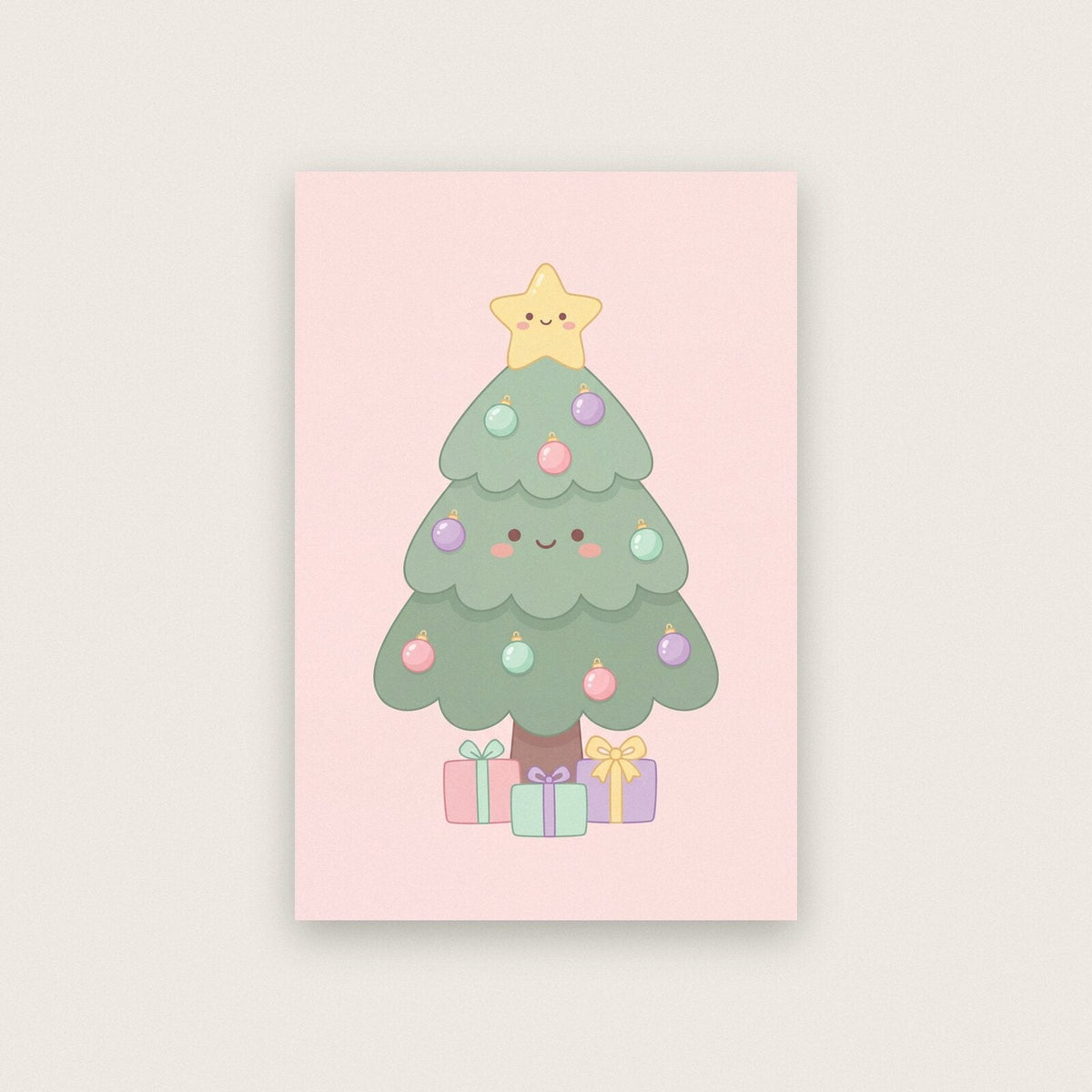 The Pastel Tree Cute Christmas Art Print