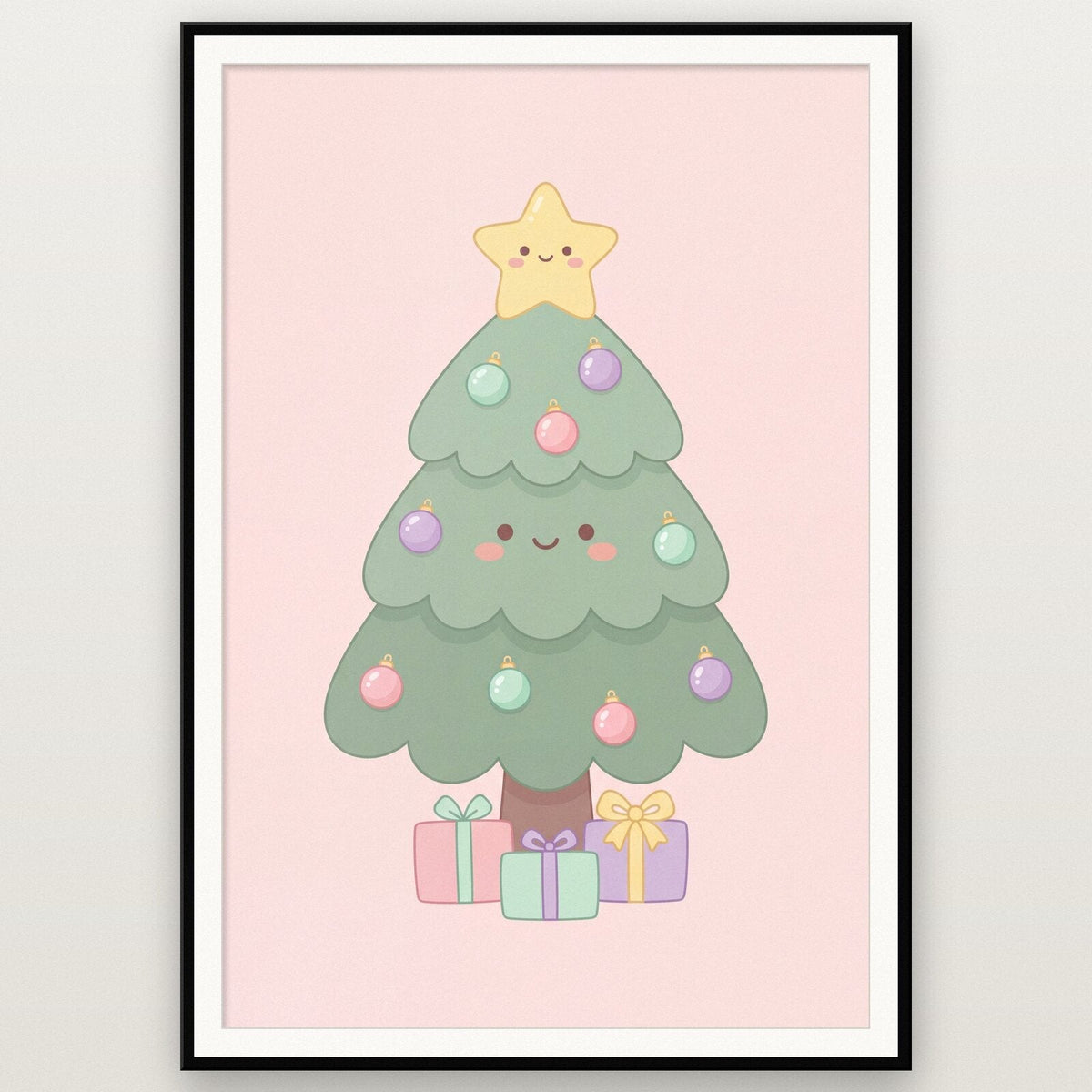 The Pastel Tree Cute Christmas Art Print