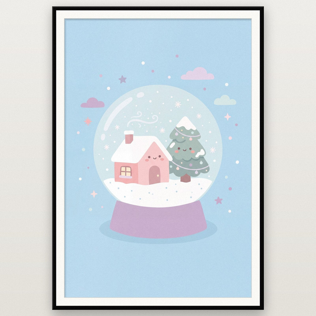 The Snow Globe Cute Christmas Art Print
