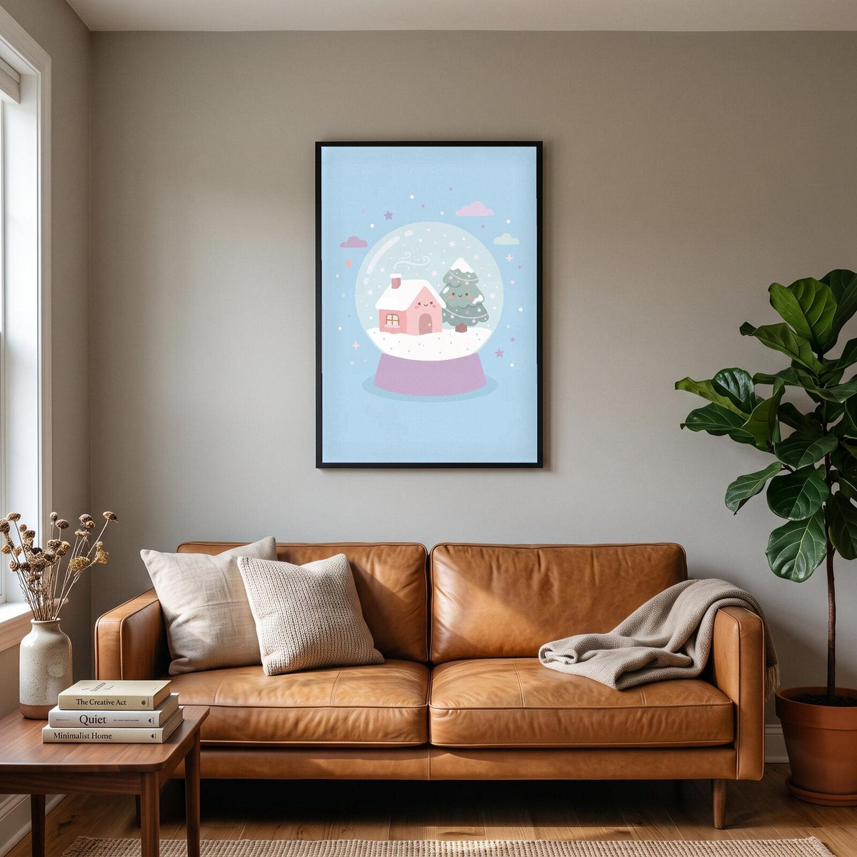 The Snow Globe Cute Christmas Art Print