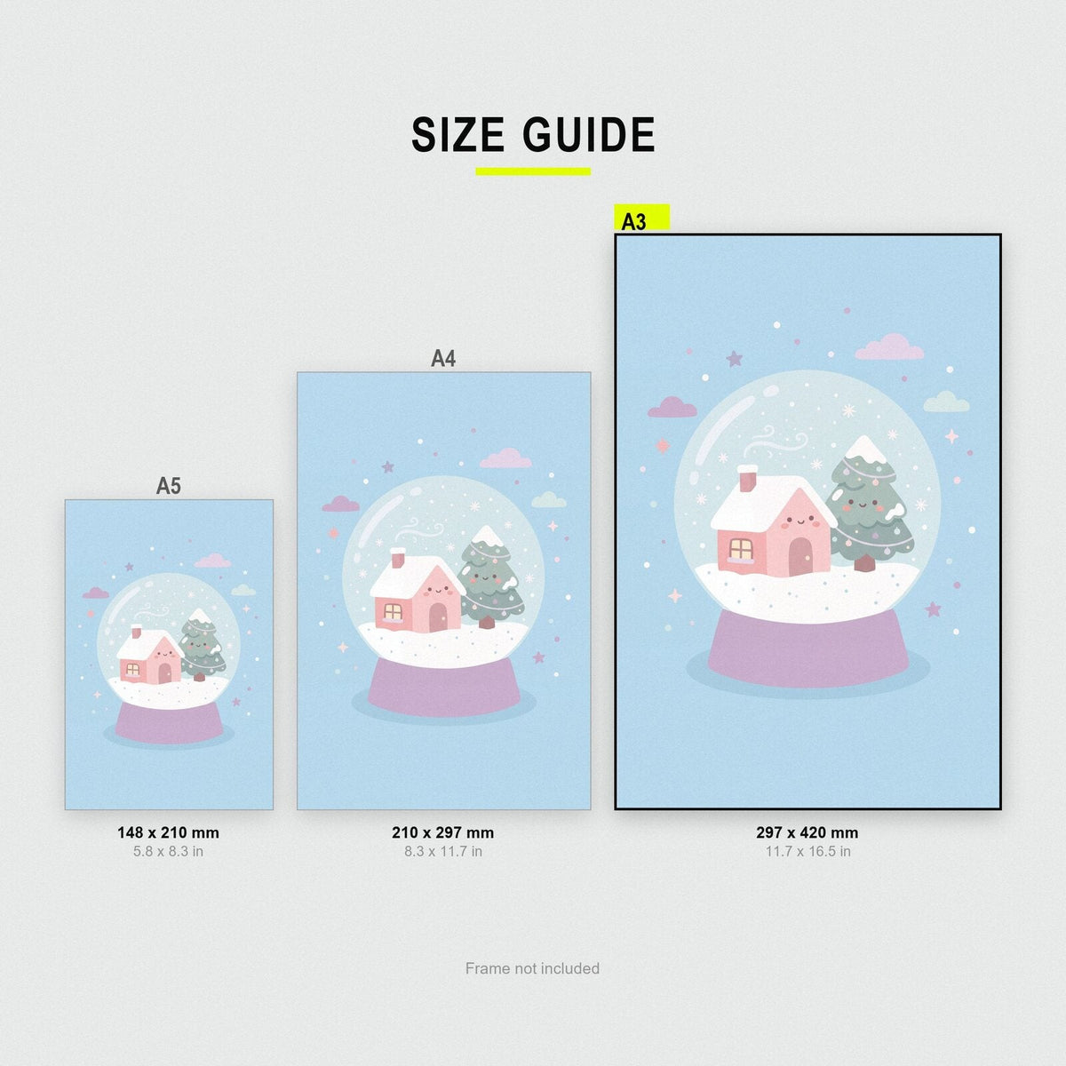 The Snow Globe Cute Christmas Art Print