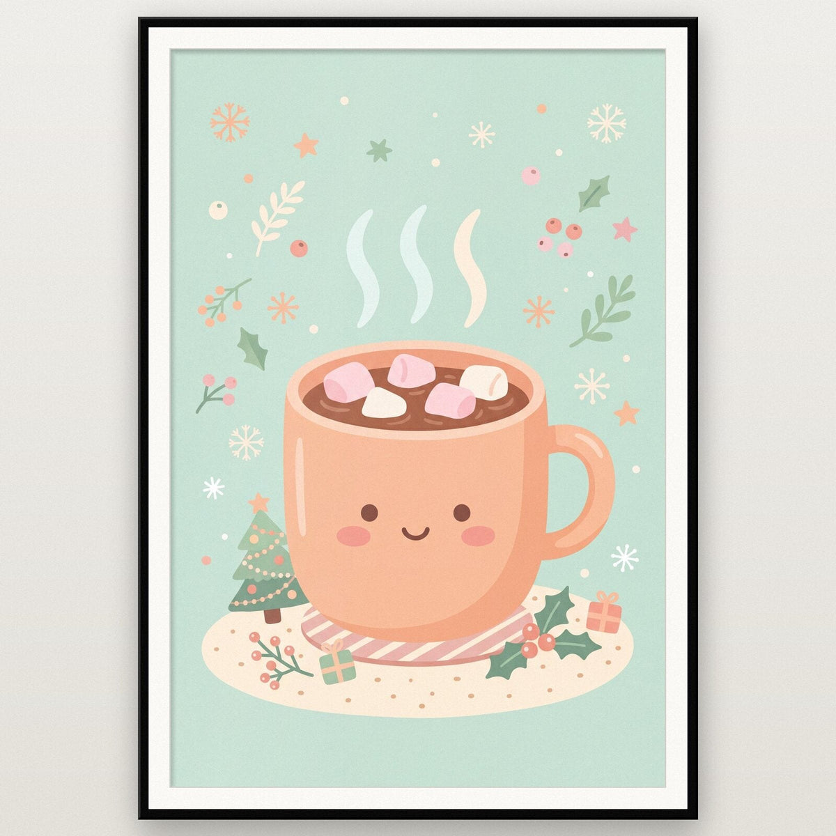 The Cocoa Mug Cute Christmas Art Print