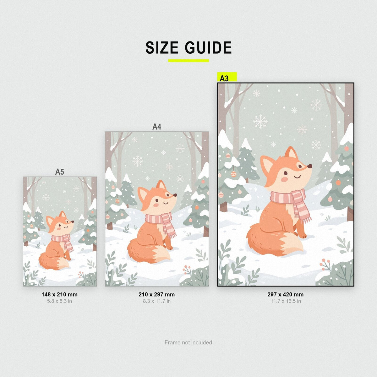 Little Fox In A Scarf Cute Christmas Art Print