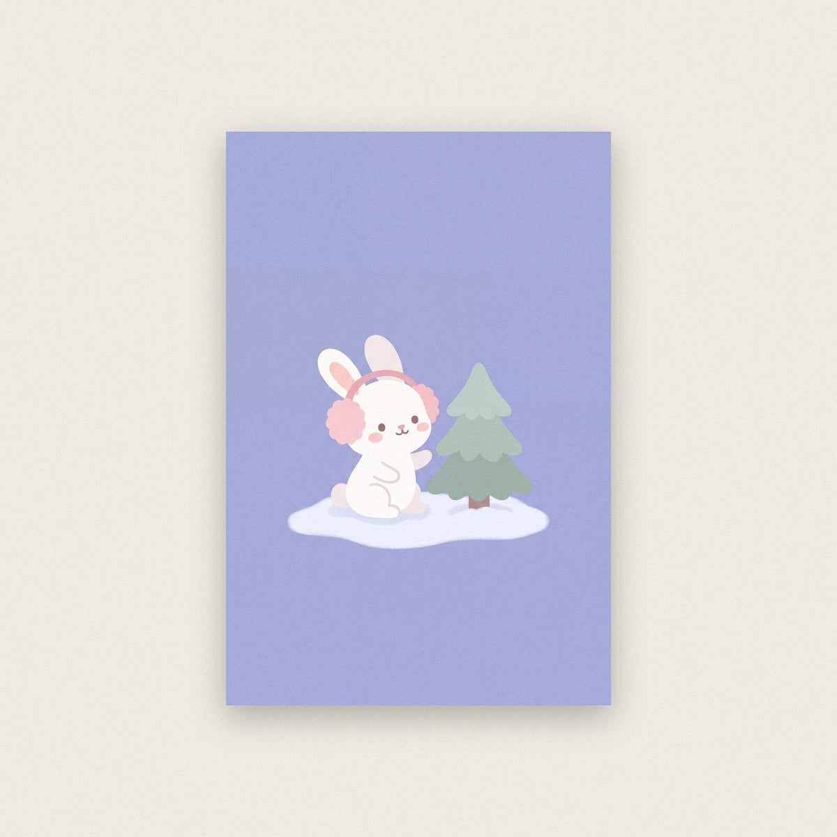 Bunny In Earmuffs Cute Christmas Art Print