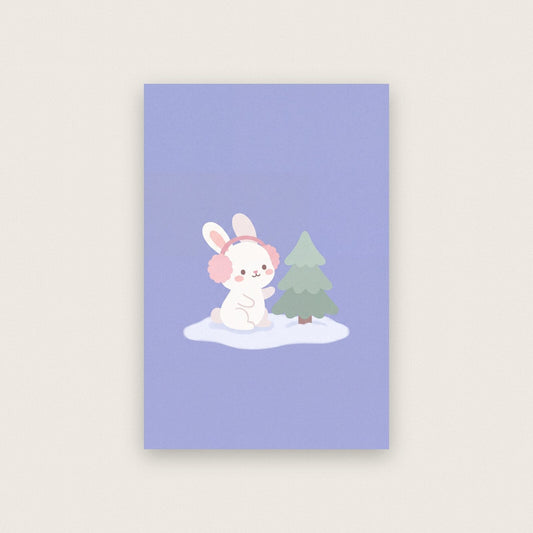 Bunny In Earmuffs Cute Christmas Art Print