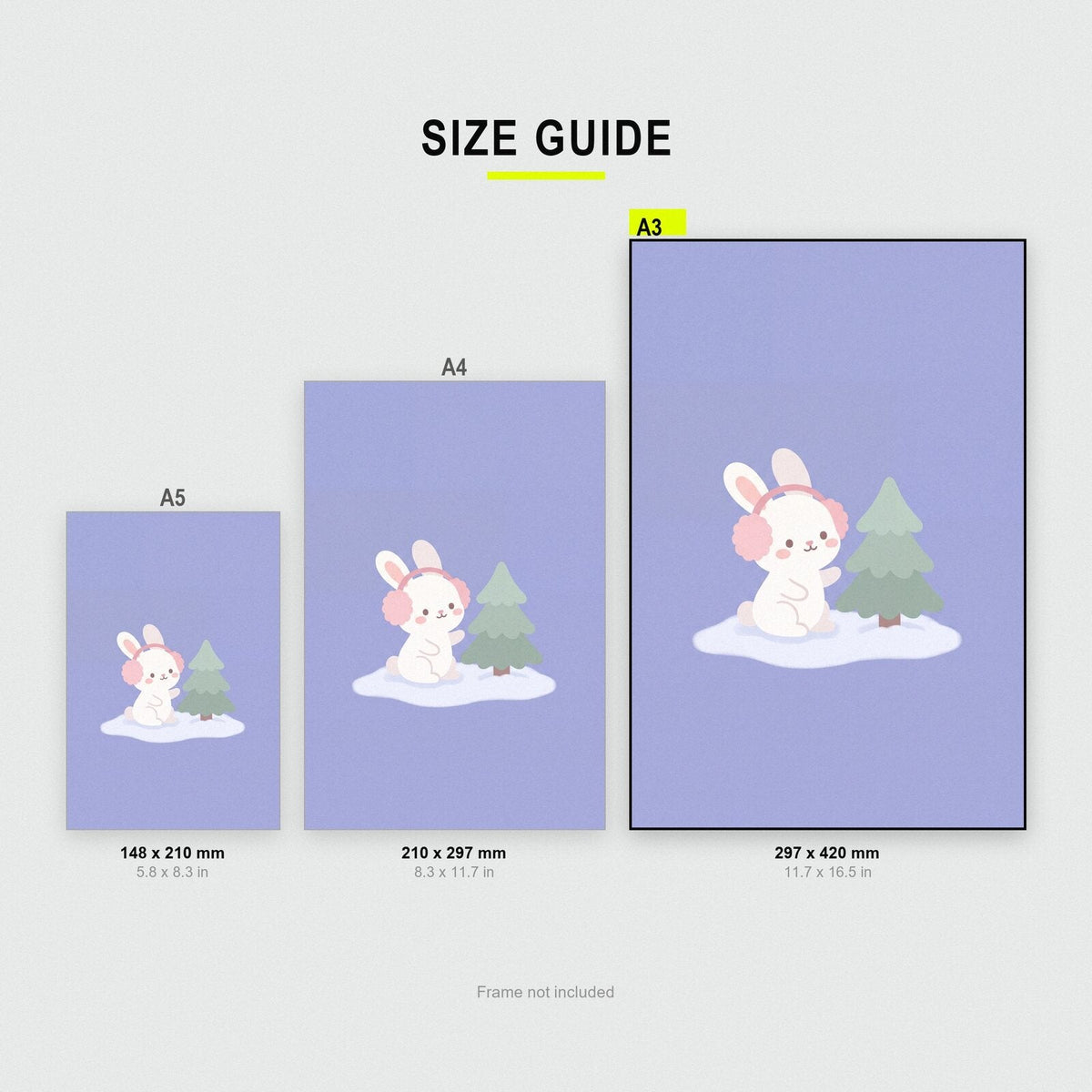 Bunny In Earmuffs Cute Christmas Art Print