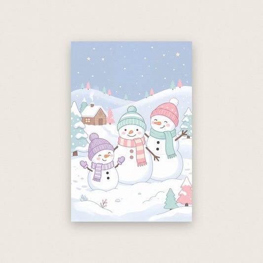 The Snowman Family Cute Christmas Art Print