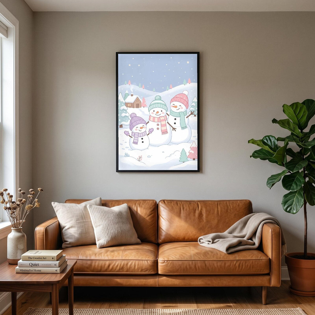 The Snowman Family Cute Christmas Art Print