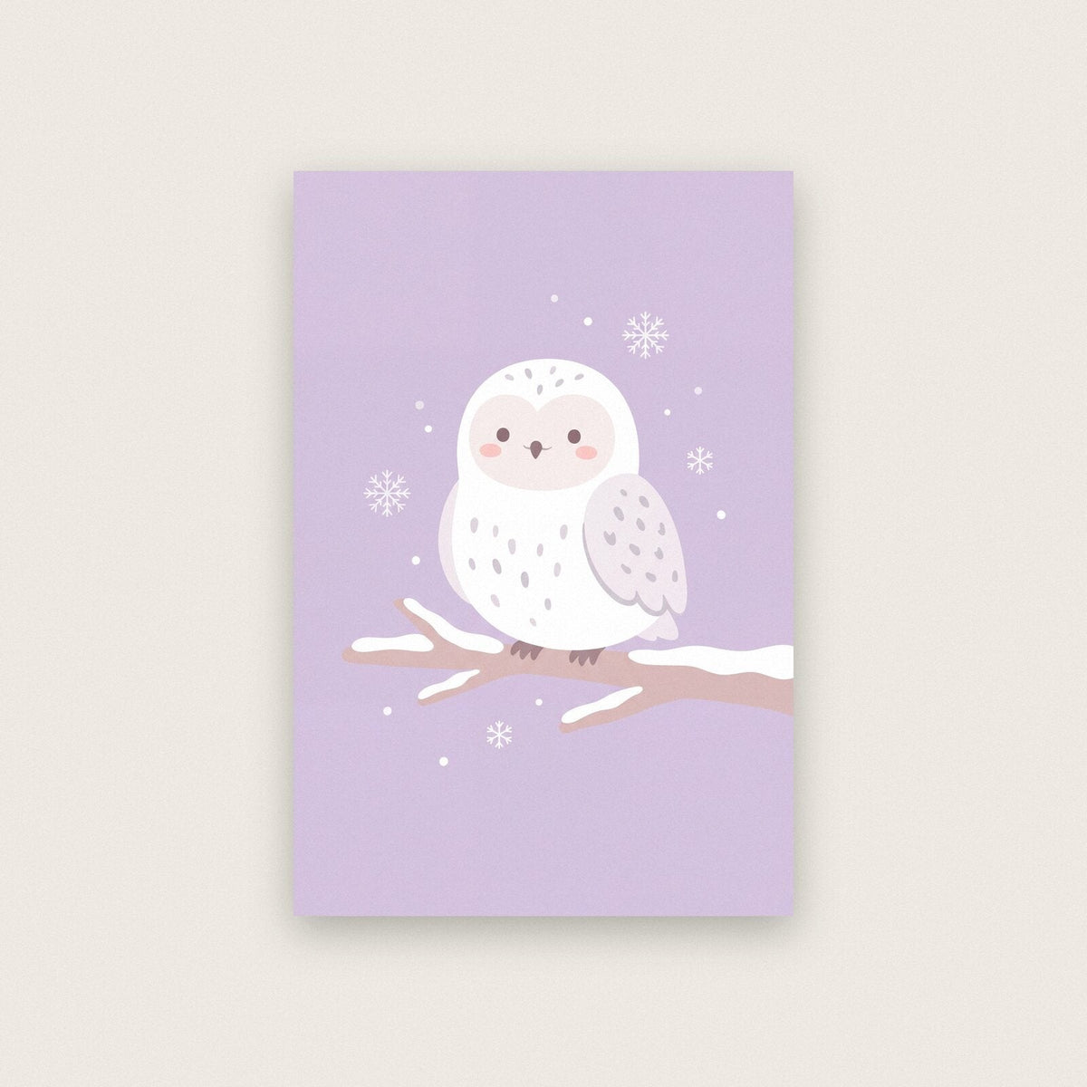 Snowy Owl Cute Christmas Art Print