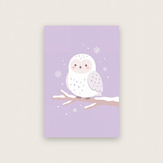 Snowy Owl Cute Christmas Art Print