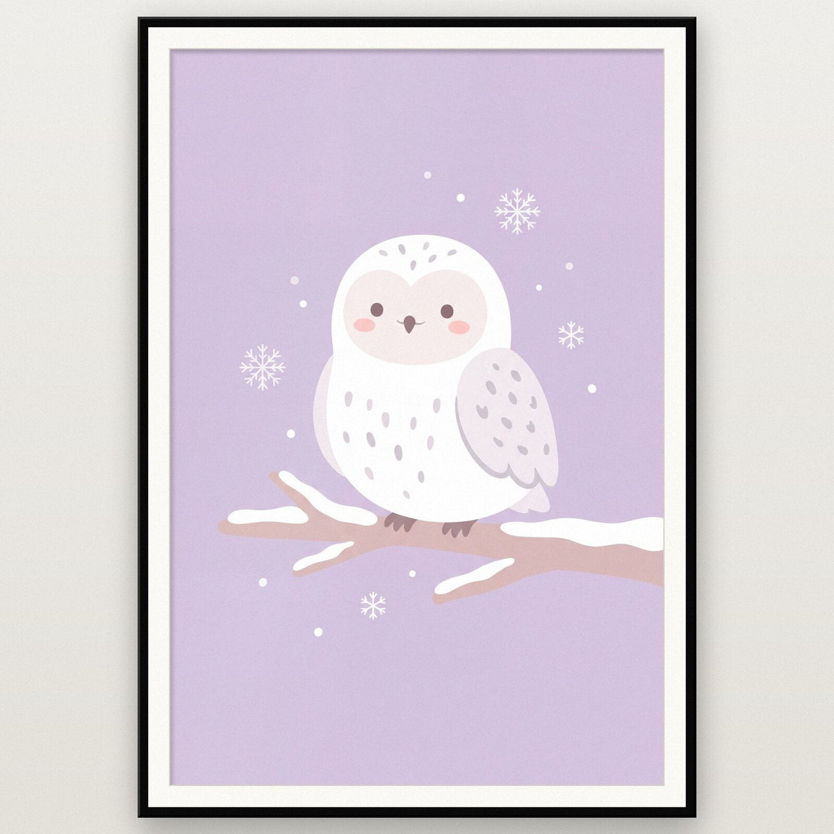 Snowy Owl Cute Christmas Art Print