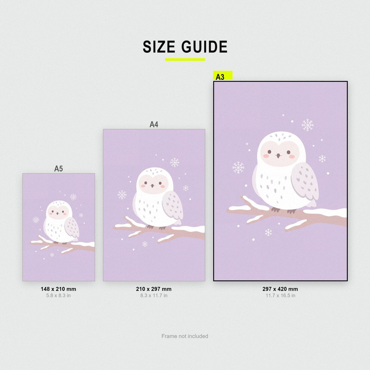 Snowy Owl Cute Christmas Art Print