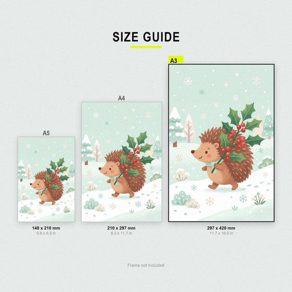 Hedgehog With The Holly Cute Christmas Art Print