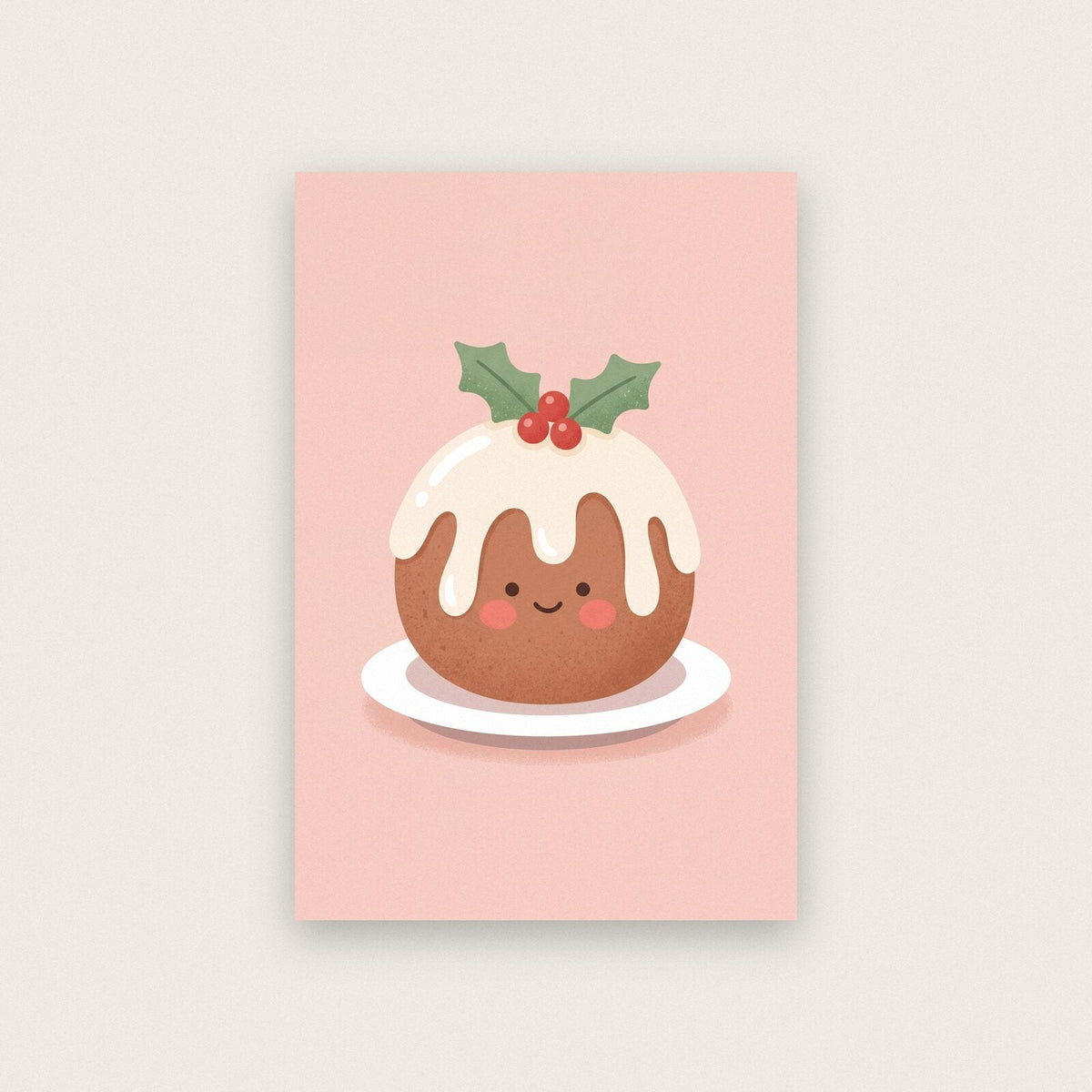 The Happy Pudding Cute Christmas Art Print