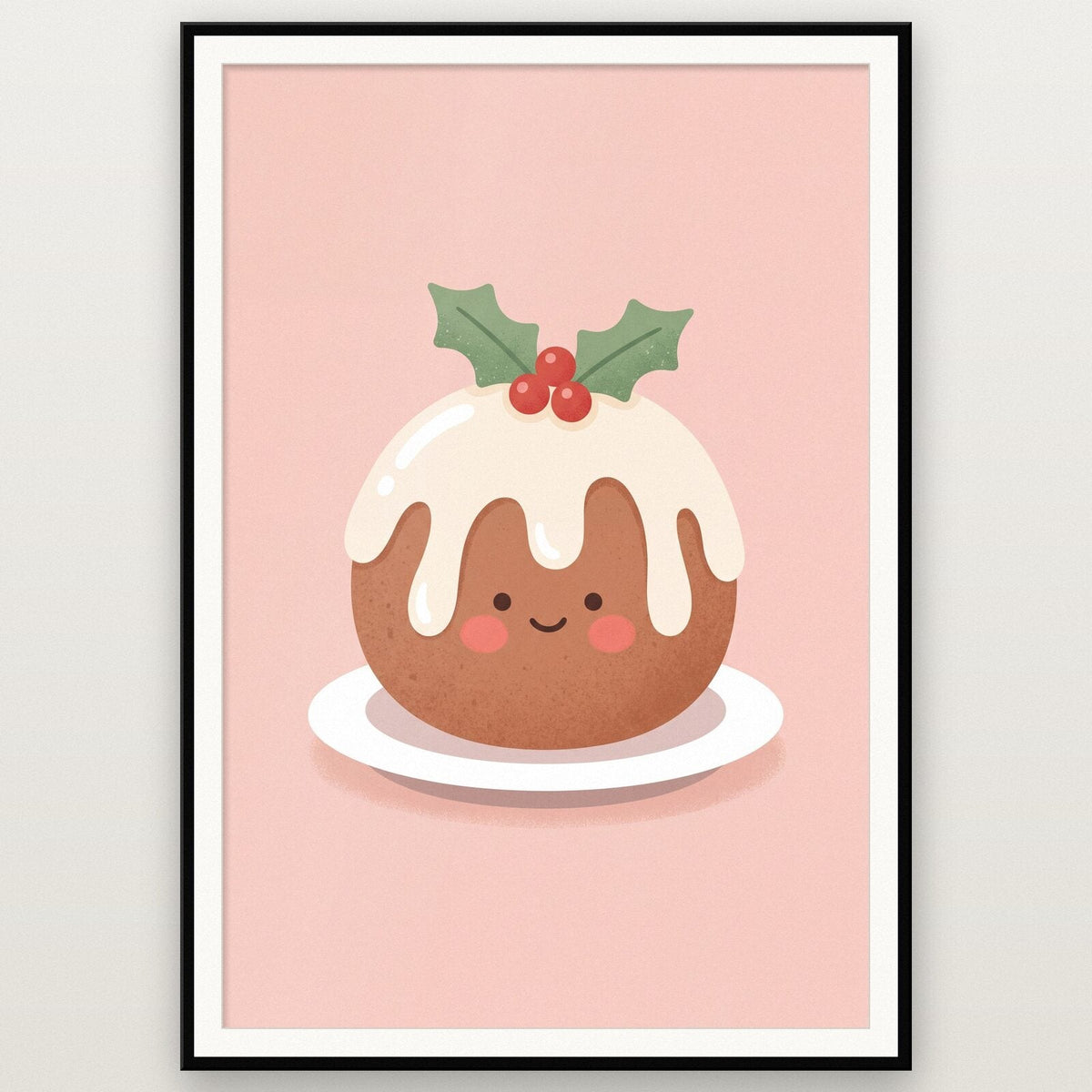 The Happy Pudding Cute Christmas Art Print