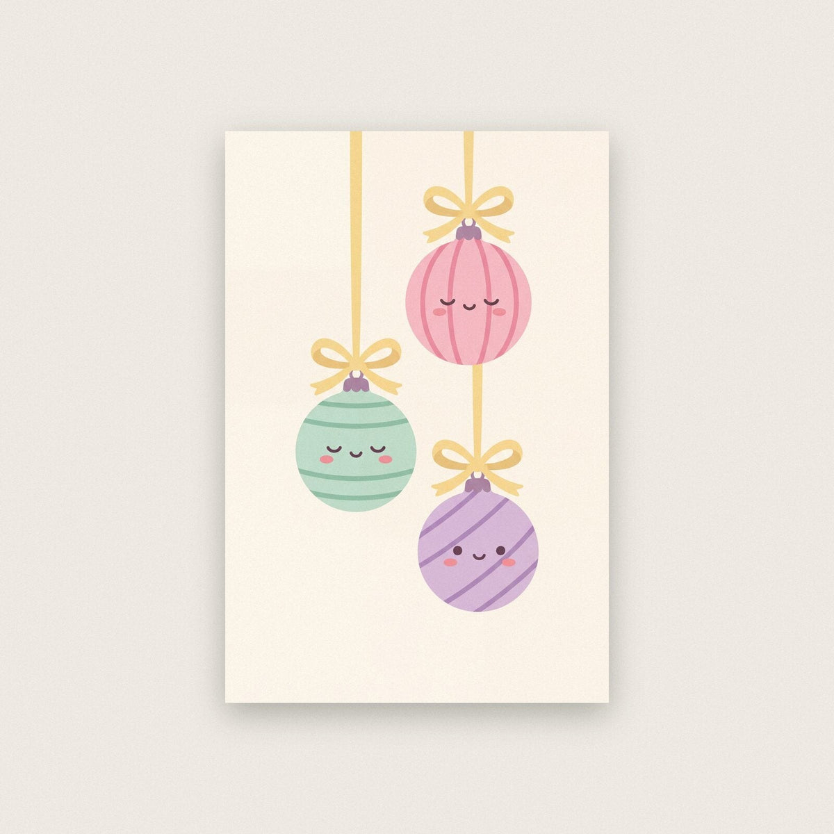 Pastel Baubles Cute Christmas Art Print