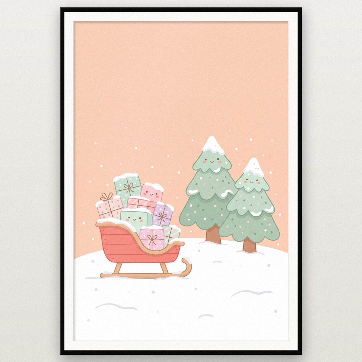 The Sleigh Of Presents Cute Christmas Art Print